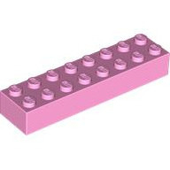 Lego kostka (kostička) 2x8, světle růžová (6338201, 6529000)